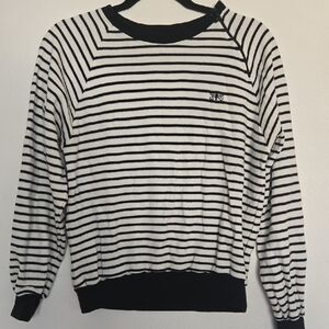 Sergio Valente Vintage Black and White Striped Sweater Sz L